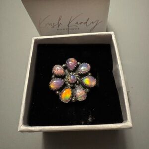 New sterling and iridescent stones adjustable ring